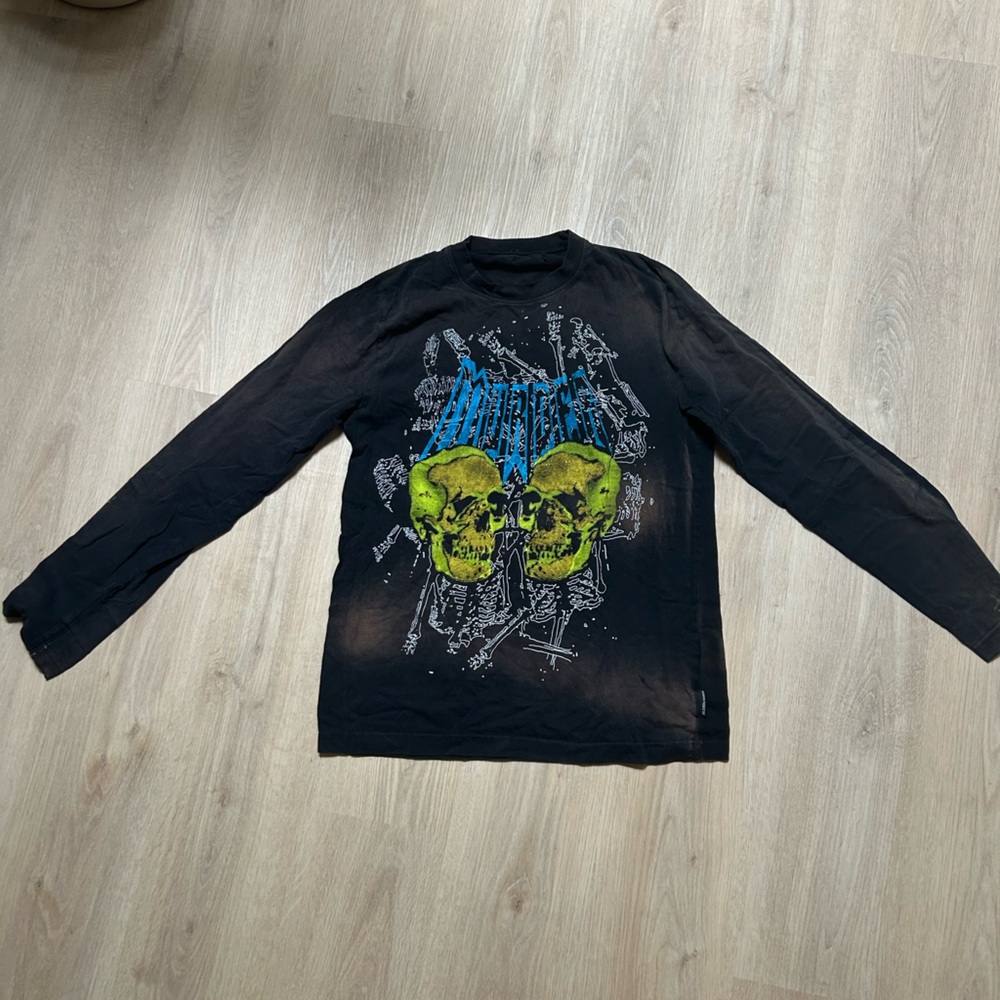 Mens Black Graphic Long Sleeve Shirt